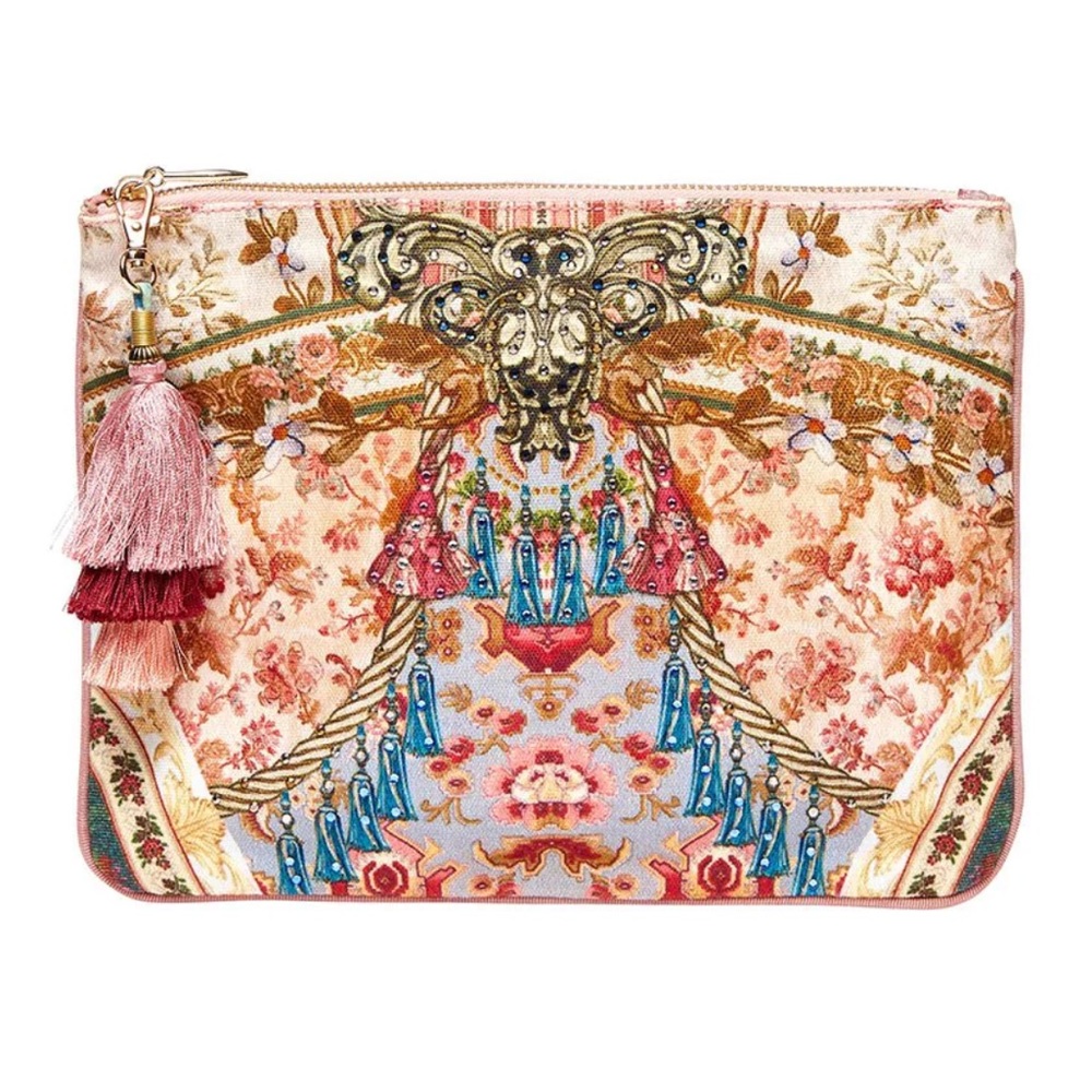 CAMILLA *Jeanne Queen* small canvas clutch bag pouch sac